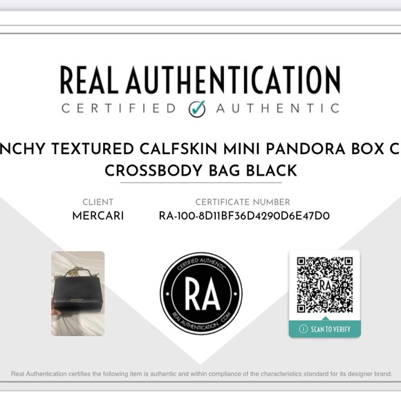 GIVENCHY Textured Calfskin Mini Pandora Box Chain Crossbody Bag Black - Picture 10 of 10